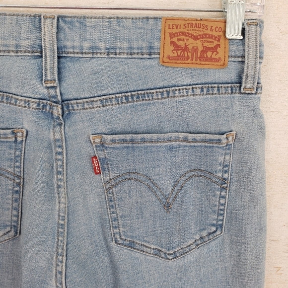 Levi's 721 high rise skinny ankle jeans 31 split hem light blue denim button fly - Picture 6 of 15